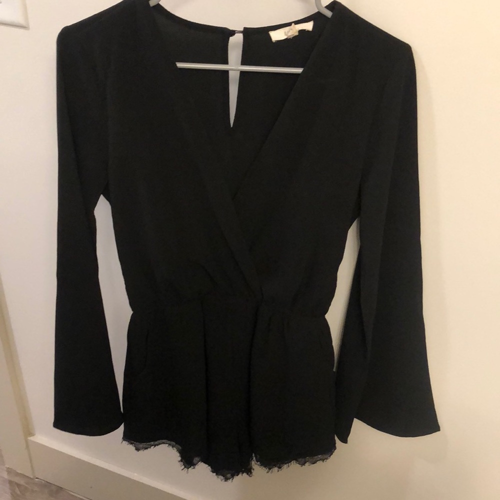 Black lace trimmed Romper